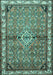 Machine Washable Persian Turquoise Traditional Area Rugs, wshtr429turq