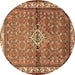Round Persian Brown Traditional Rug, tr429brn