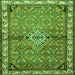 Round Machine Washable Persian Green Traditional Area Rugs, wshtr429grn