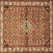 Square Machine Washable Persian Brown Traditional Rug, wshtr429brn