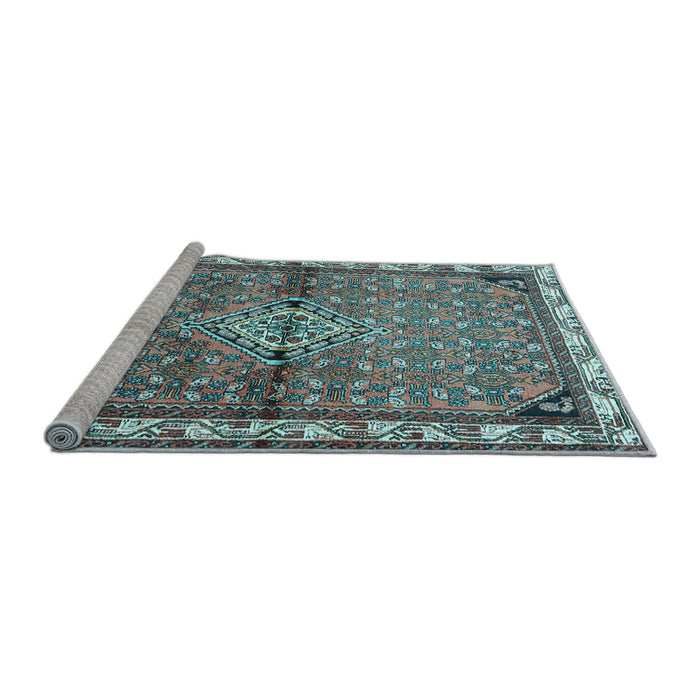 Sideview of Machine Washable Persian Light Blue Traditional Rug, wshtr429lblu