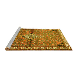 Sideview of Machine Washable Persian Yellow Traditional Rug, wshtr429yw