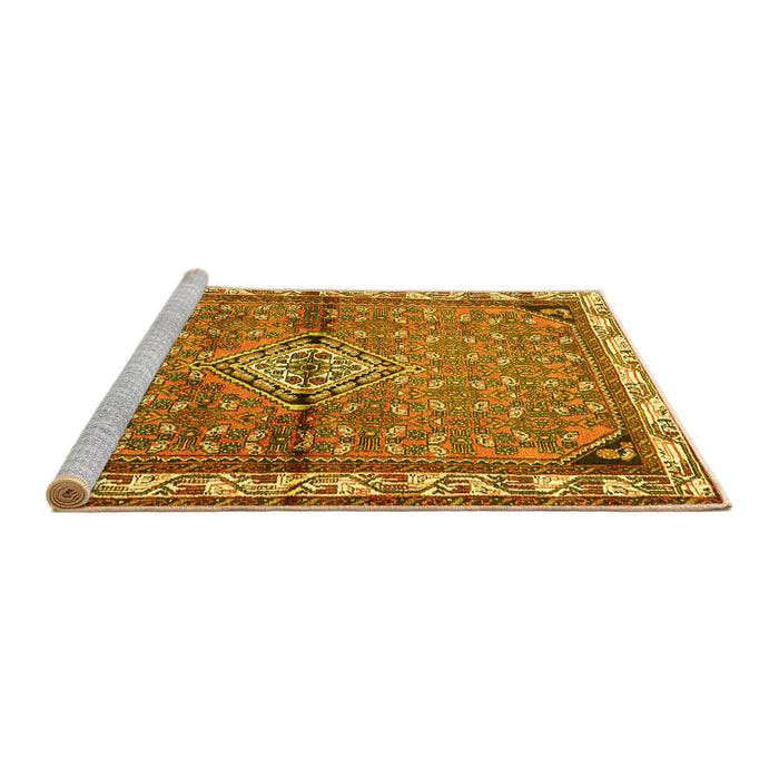 Sideview of Machine Washable Persian Yellow Traditional Rug, wshtr429yw