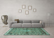 Machine Washable Persian Turquoise Traditional Area Rugs in a Living Room,, wshtr429turq