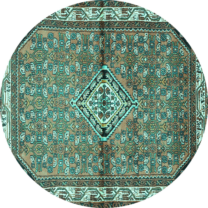 Round Machine Washable Persian Turquoise Traditional Area Rugs, wshtr429turq