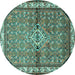 Round Persian Turquoise Traditional Rug, tr429turq