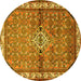 Round Machine Washable Persian Yellow Traditional Rug, wshtr429yw