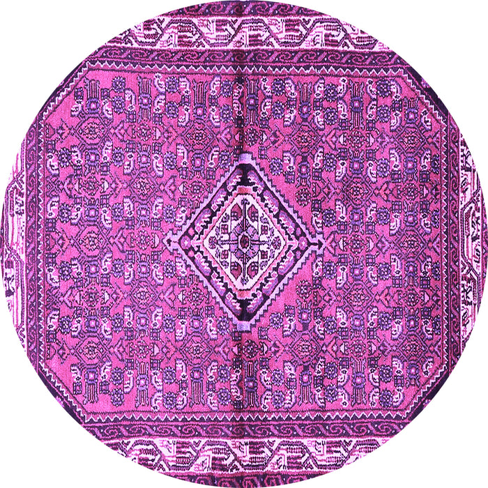 Round Machine Washable Persian Purple Traditional Area Rugs, wshtr429pur