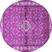 Round Machine Washable Persian Purple Traditional Area Rugs, wshtr429pur