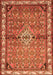 Serging Thickness of Machine Washable Persian Orange Traditional Area Rugs, wshtr429org