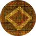 Round Persian Yellow Traditional Rug, tr42yw