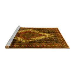 Sideview of Machine Washable Persian Yellow Traditional Rug, wshtr42yw
