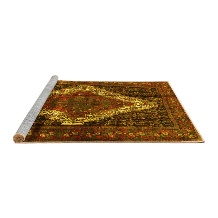 Sideview of Machine Washable Persian Yellow Traditional Rug, wshtr42yw