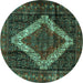 Round Persian Turquoise Traditional Rug, tr42turq