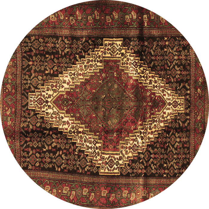 Round Machine Washable Persian Brown Traditional Rug, wshtr42brn