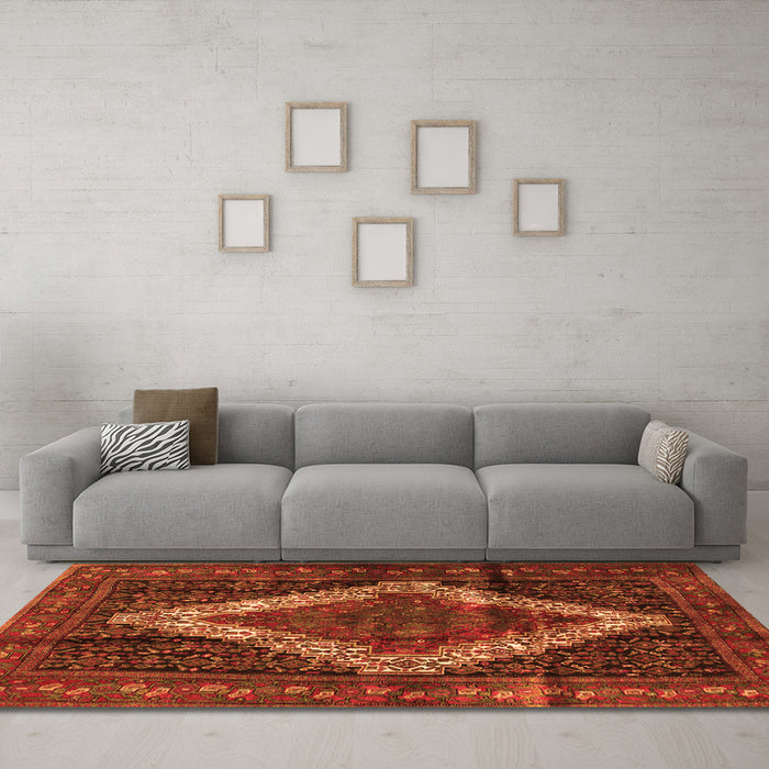 Machine Washable Persian Orange Traditional Area Rugs in a Living Room, wshtr42org
