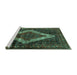 Sideview of Machine Washable Persian Turquoise Traditional Area Rugs, wshtr42turq