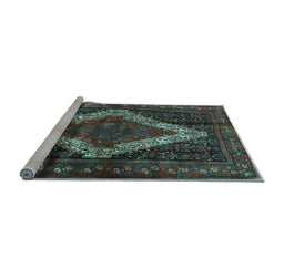Sideview of Machine Washable Persian Light Blue Traditional Rug, wshtr42lblu