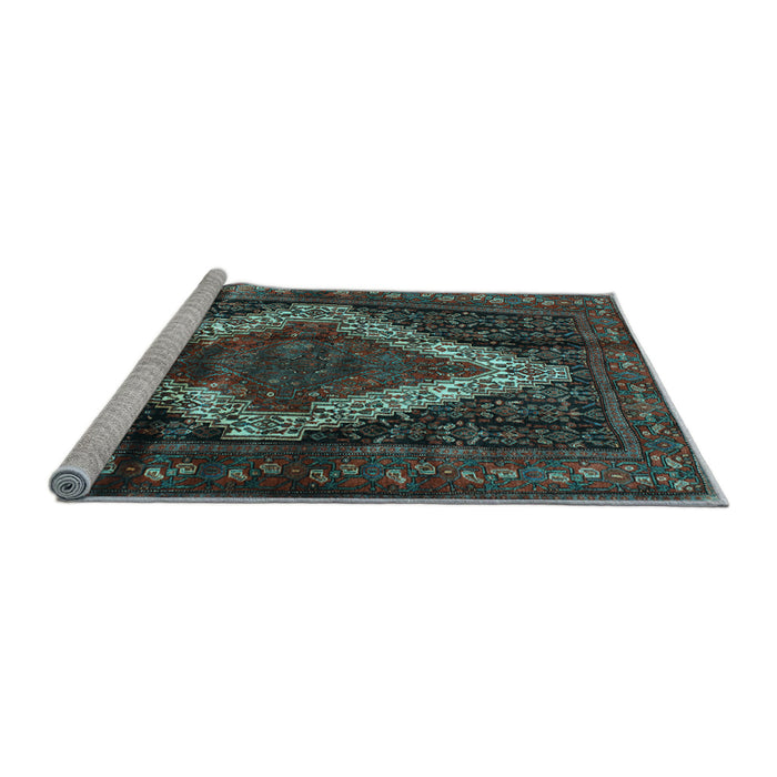 Sideview of Machine Washable Persian Light Blue Traditional Rug, wshtr42lblu