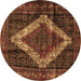 Round Persian Brown Traditional Rug, tr42brn