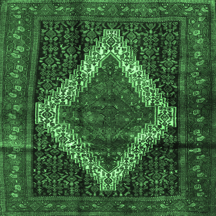 Square Persian Emerald Green Traditional Rug, tr42emgrn