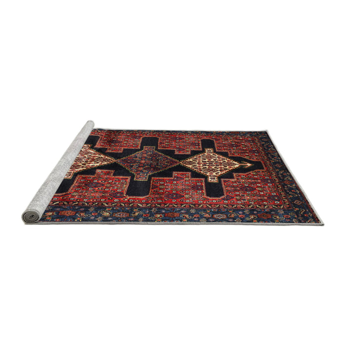 Sideview of Machine Washable Traditional Brown Rug, wshtr43