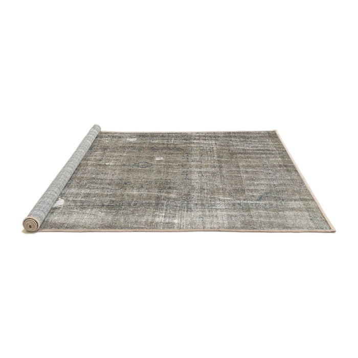 Sideview of Machine Washable Traditional Khaki Green Rug, wshtr4300