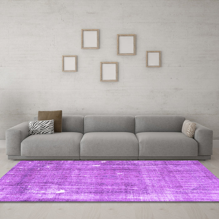 Machine Washable Persian Purple Traditional Area Rugs in a Living Room, wshtr4300pur