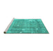 Sideview of Machine Washable Persian Turquoise Traditional Area Rugs, wshtr4300turq