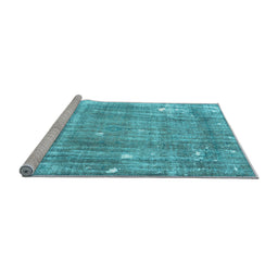 Sideview of Machine Washable Persian Light Blue Traditional Rug, wshtr4300lblu