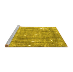 Sideview of Machine Washable Persian Yellow Traditional Rug, wshtr4300yw