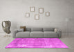 Machine Washable Persian Pink Traditional Rug in a Living Room, wshtr4300pnk