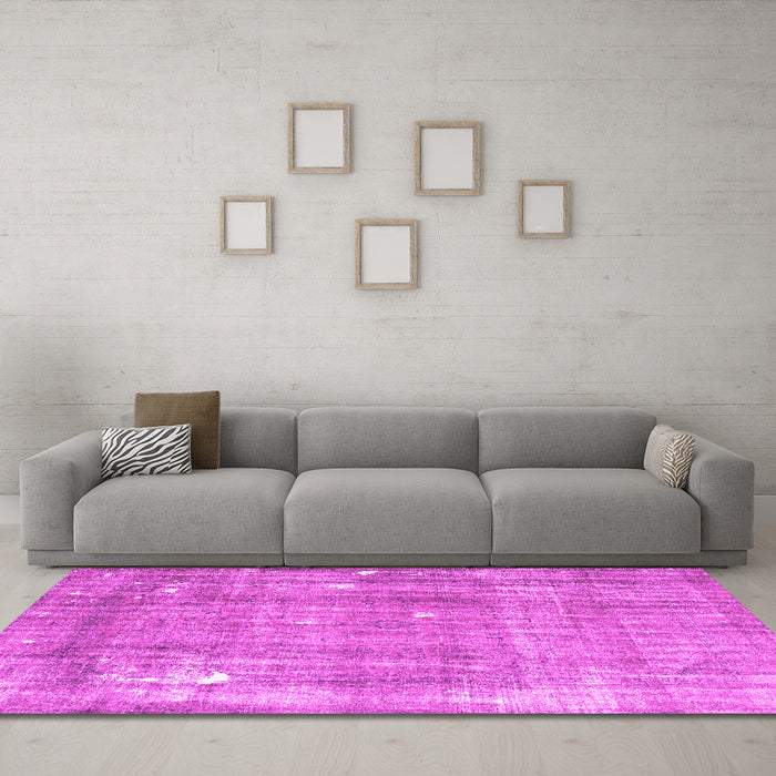 Machine Washable Persian Pink Traditional Rug in a Living Room, wshtr4300pnk