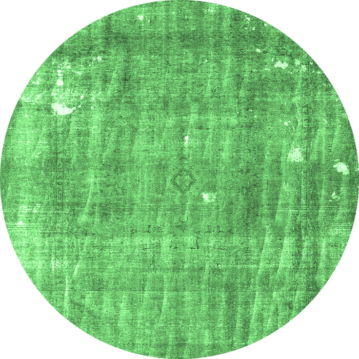 Round Persian Emerald Green Traditional Rug, tr4300emgrn