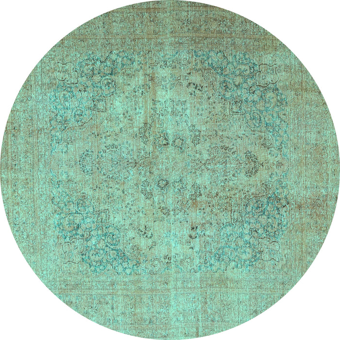 Round Persian Turquoise Traditional Rug, tr4301turq