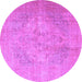 Round Persian Purple Traditional Rug, tr4301pur