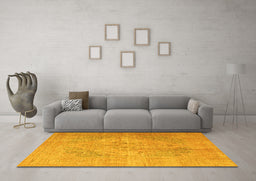Machine Washable Persian Yellow Traditional Rug in a Living Room, wshtr4301yw