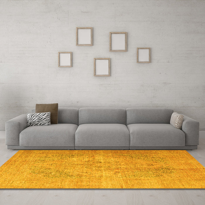 Machine Washable Persian Yellow Traditional Rug in a Living Room, wshtr4301yw