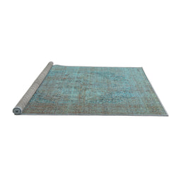 Sideview of Machine Washable Persian Light Blue Traditional Rug, wshtr4301lblu