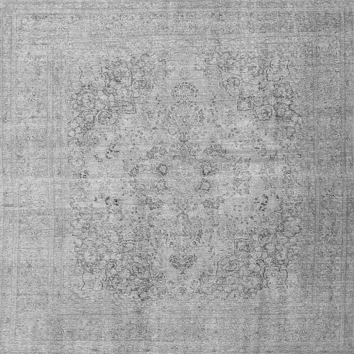 Round Machine Washable Persian Gray Traditional Rug, wshtr4301gry