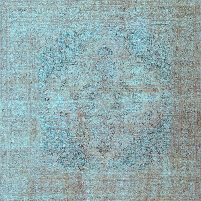 Square Machine Washable Persian Light Blue Traditional Rug, wshtr4301lblu