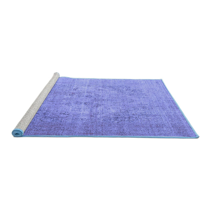 Sideview of Machine Washable Persian Blue Traditional Rug, wshtr4301blu