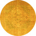 Round Persian Yellow Traditional Rug, tr4301yw