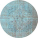 Round Persian Light Blue Traditional Rug, tr4301lblu