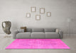 Machine Washable Persian Pink Traditional Rug in a Living Room, wshtr4301pnk