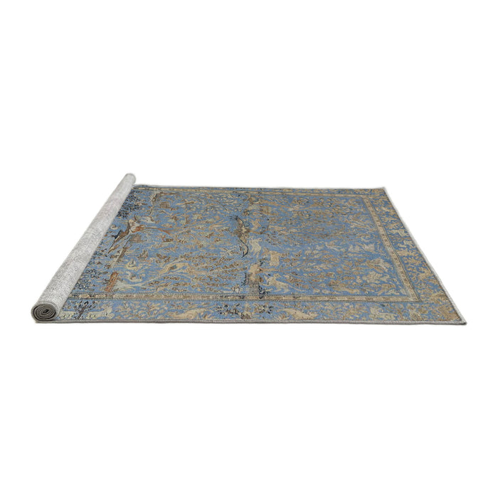 Sideview of Machine Washable Traditional Dark Gray Rug, wshtr4302