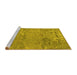 Sideview of Machine Washable Animal Yellow Traditional Rug, wshtr4302yw