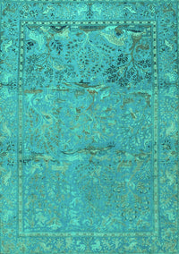 Animal Turquoise Traditional Rug, tr4302turq