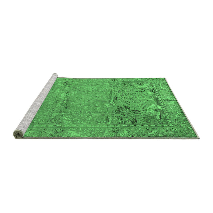 Sideview of Machine Washable Animal Emerald Green Traditional Area Rugs, wshtr4302emgrn