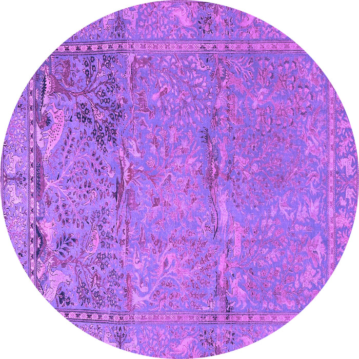 Round Machine Washable Animal Purple Traditional Area Rugs, wshtr4302pur